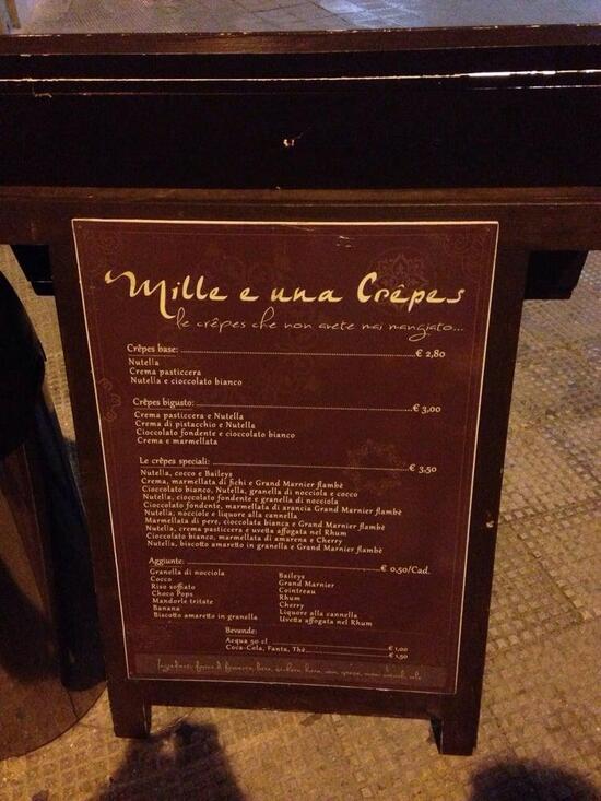 Menu at Mille e una Crêpes, Lecce
