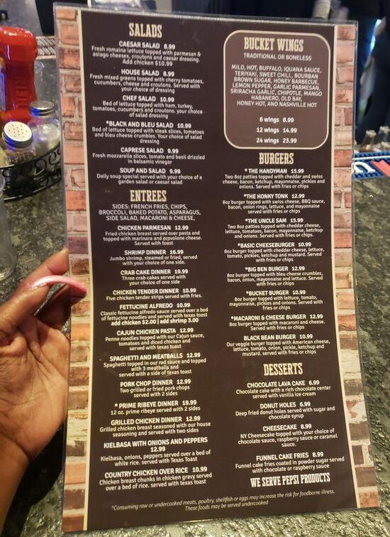 Menu at Buckets Bar and Grill, Chesapeake