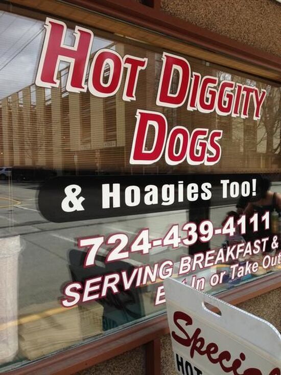 Menu at Hot Diggity Dogs & Hoagies Too restaurant, Uniontown