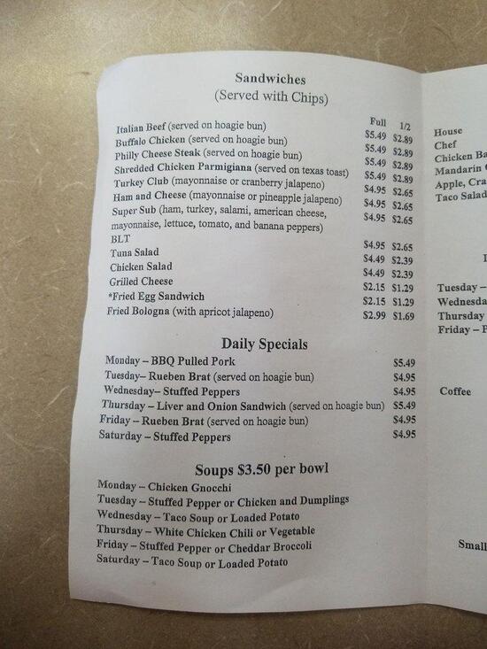 Menu at Incredible Edibles restaurant, Perryville
