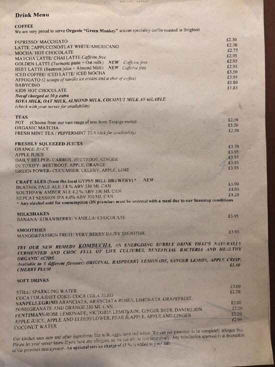 Menu at Luca's Kitchen and Bakery, London