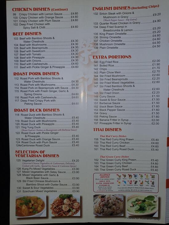 Menu at Canton Chef fast food, Leicester