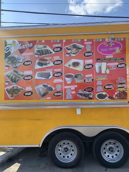 Menu at El Charro Food Truck restaurant, San Antonio