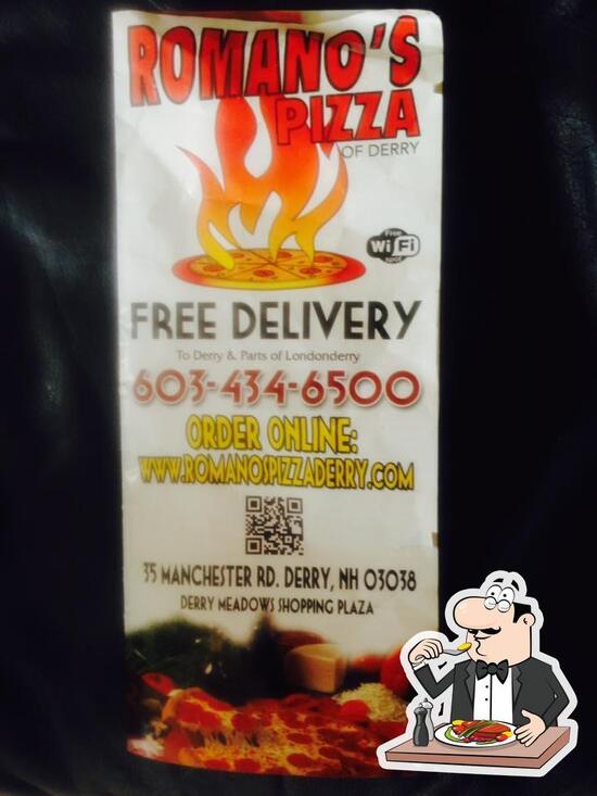 Menu at Romano's Pizza pizzeria, Derry, 21 Birch St