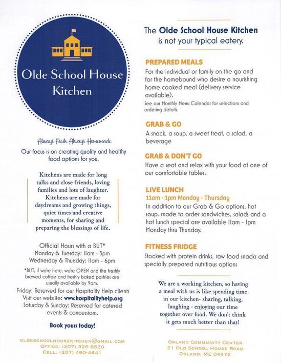 Menu at Olde School House Kitchen, Orland