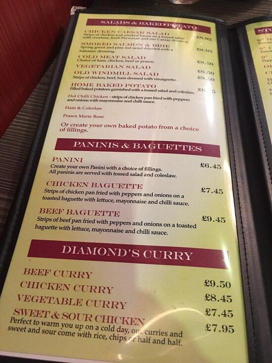 Menu at Diamonds Restaurant, Warrenpoint