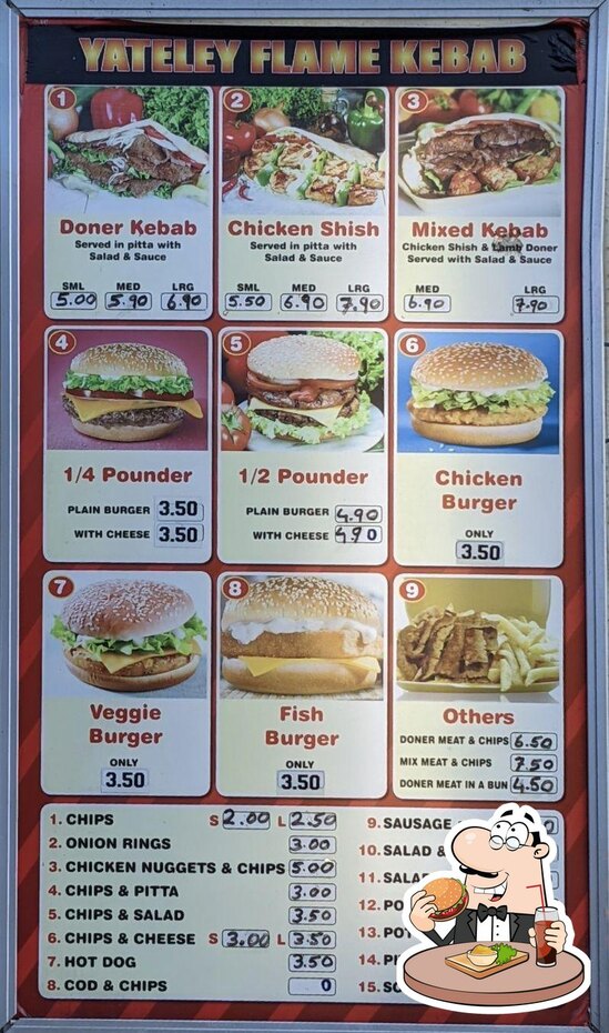 Menu at Flame Kebab, Yateley