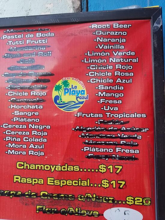 Carta del restaurante Fresas La Playa Fresas con Crema, Ciudad Juarez, Cutzamala 655