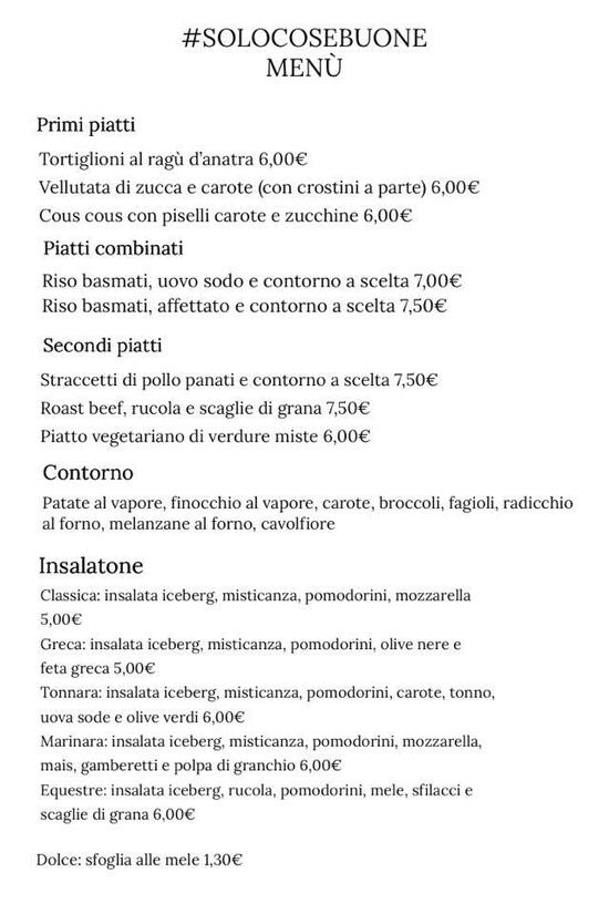 Menu At Solocosebuone Pub Bar Padua Via Longhin