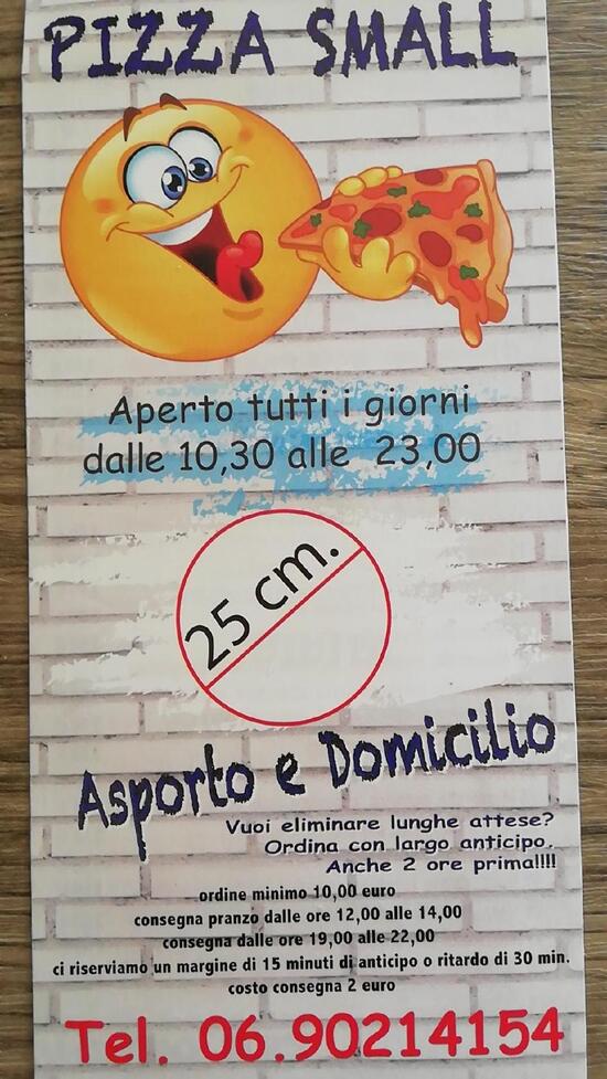 Menu at Pizza Small Torre Angela pizzeria, Rome