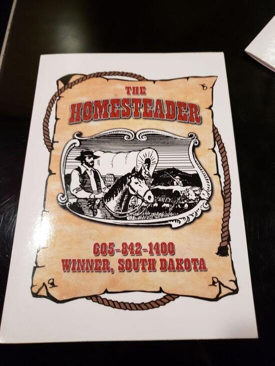Menu at Homesteader steakhouse, Gregory