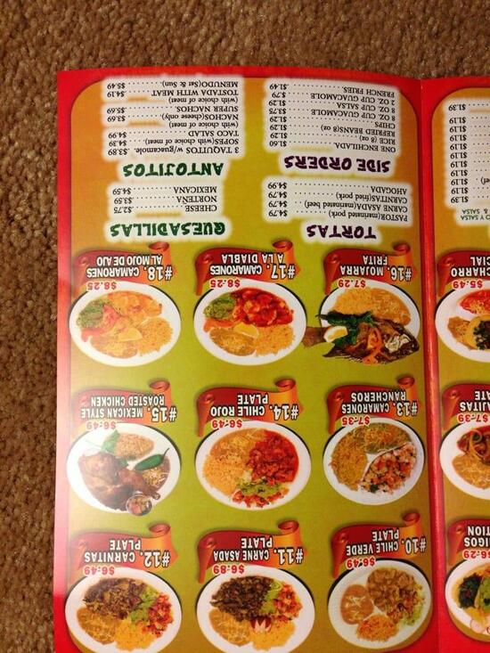 Menu at El Taco Charro restaurant, Carson