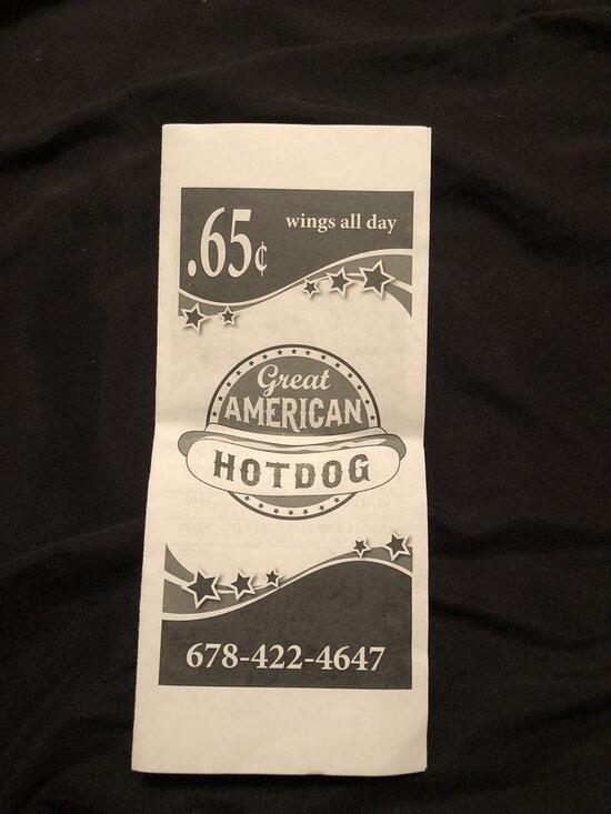 Menu at The Great American Hot Dog House restaurant, Ellenwood