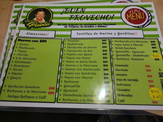Menu at Cafetería Doña Paola, Matamoros, Morelos 21