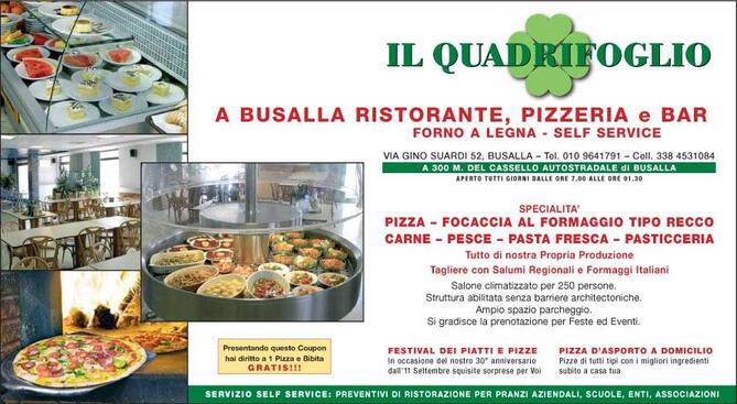 Menu Da Pizzeria Ristorante Il Quadrifoglio Busalla