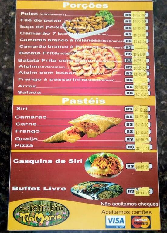 Menu em Restaurante & Tia Maria, Paranaguá