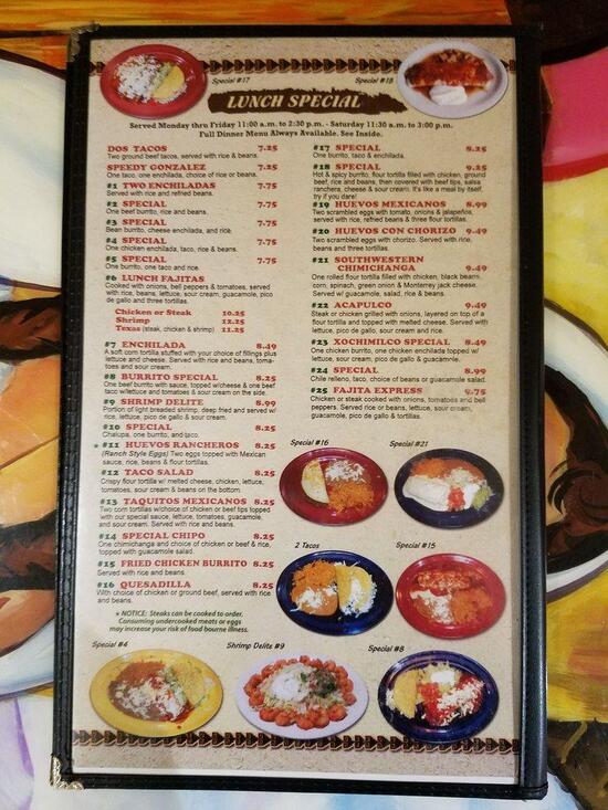 Menu At El Aztecas Mexican Restaurant Allendale Charter Township