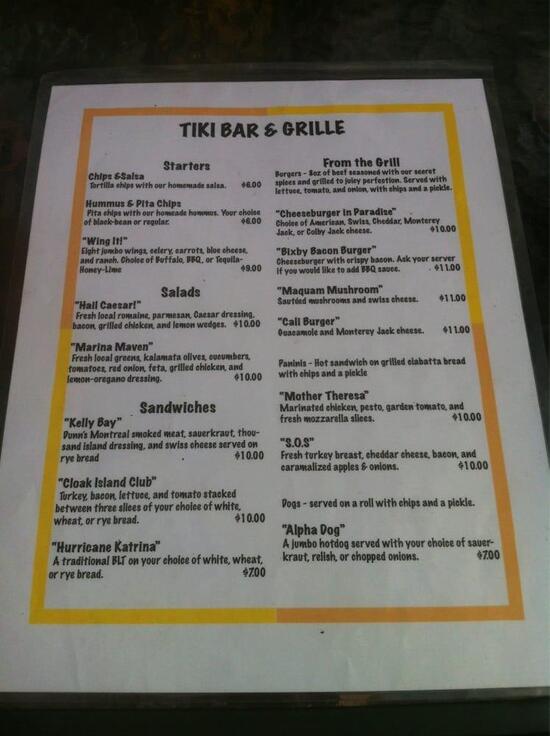 Menu at Two Heroes Grill and Tiki Bar, North Hero, Pelots Point Rd