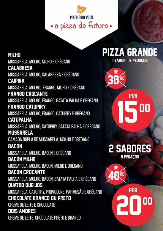 Menu at Pizza para Você restaurant, Campo Largo
