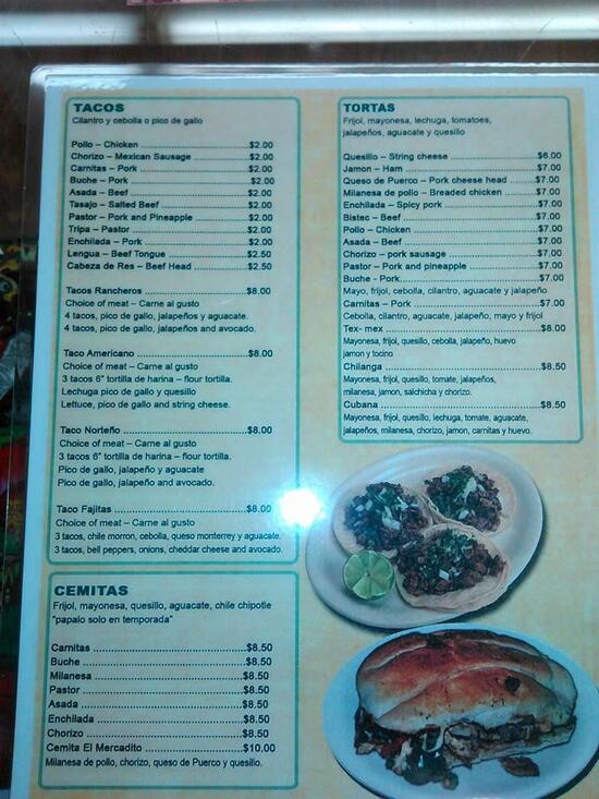 Menu at El Mercadito restaurant, Kingston