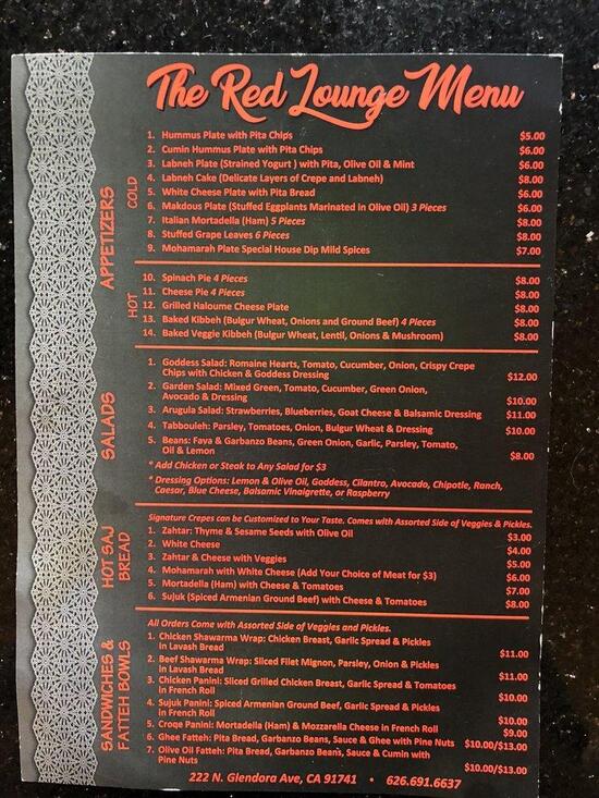 Menu At The Red Lounge Crepe Cafe Glendora 222 N Glendora Ave   Re88 The Red Lounge Cafe Menu 