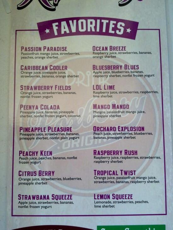 Menu at Roxberry Original Frozen Yogurt & Smoothies pub & bar, Salt
