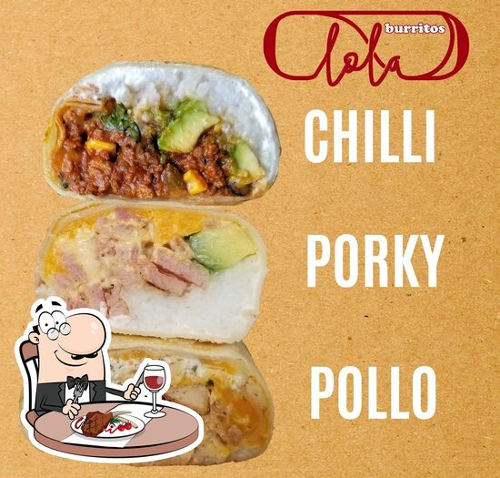Menu at Lola Burritos restaurant, Guadalajara
