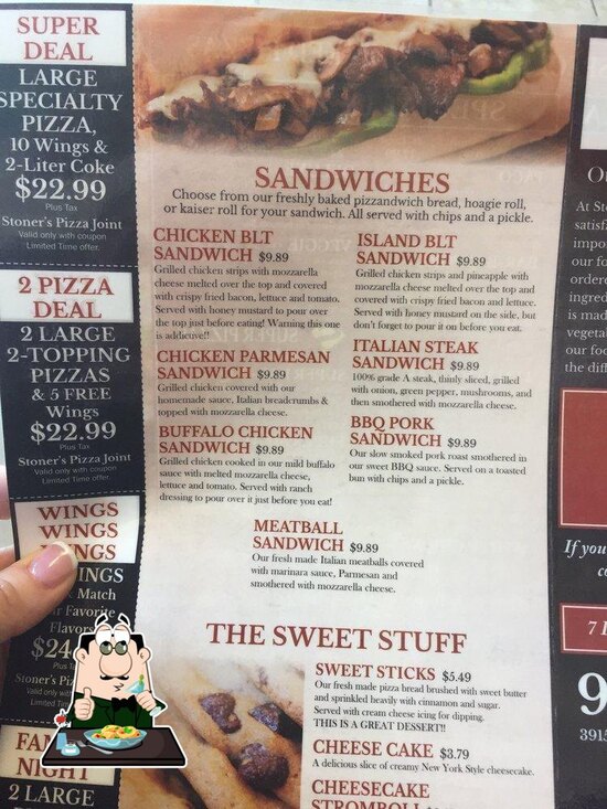 Menu at Stoner's Pizza Joint St. Augustine pizzeria, St. Augustine