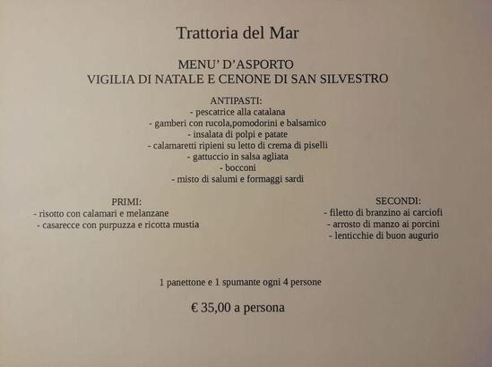 Menu Da Trattoria Del Mar Chiuso Ristorante Sassari Via Enrico Costa