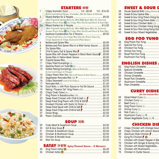 Menu at Wongs Fish Bar, Brentwood