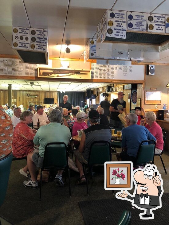 Menu at American Legion cafe, Backus