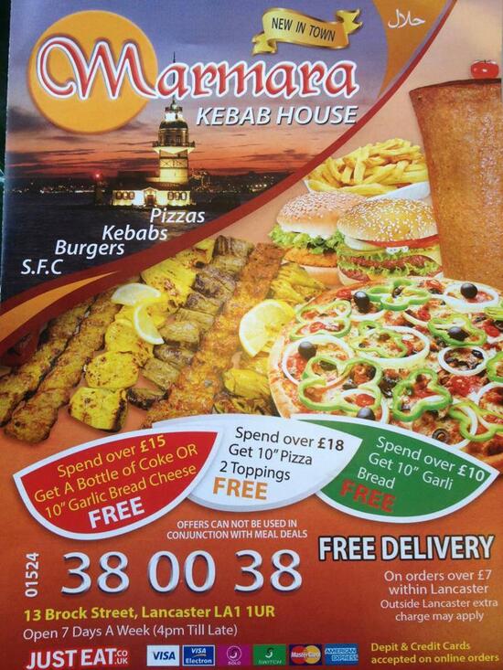 Menu at Marmara Kebab HouseHALAL restaurant, Lancaster