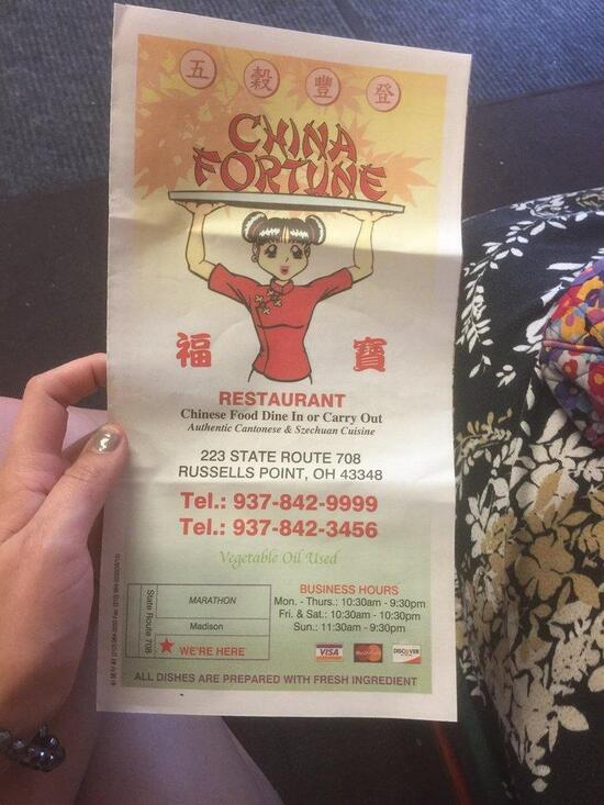 Menu at China Fortune restaurant, Russells Point