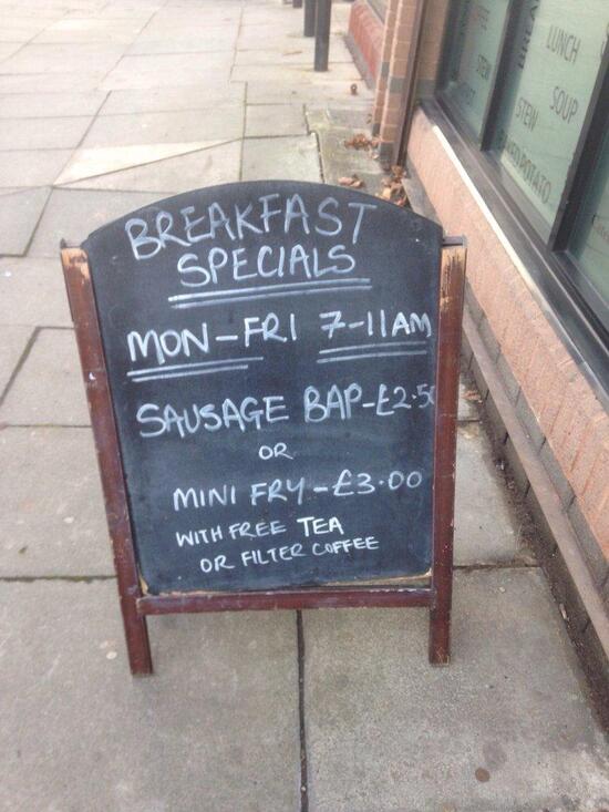 Menu at Harbour Cafe, Belfast