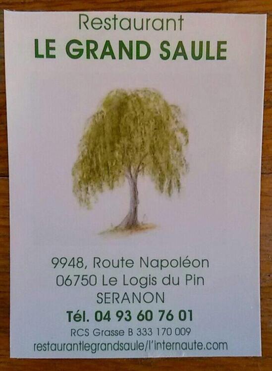 Menu au Le Grand Saule restaurant Séranon Rte Napoléon