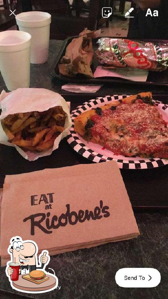 Menu at Ricobene's pizzeria, Chicago, 252 W 26th St