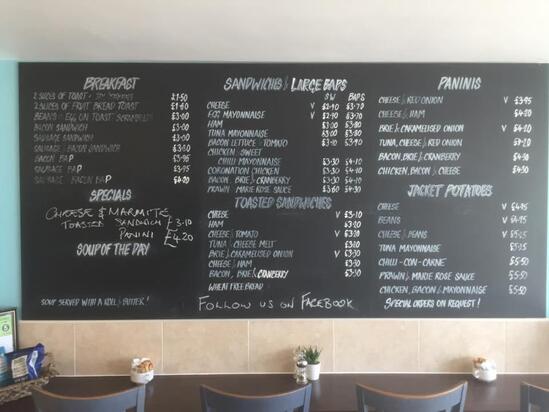 Menu at The Cornish Coffee Bean cafe, Newquay