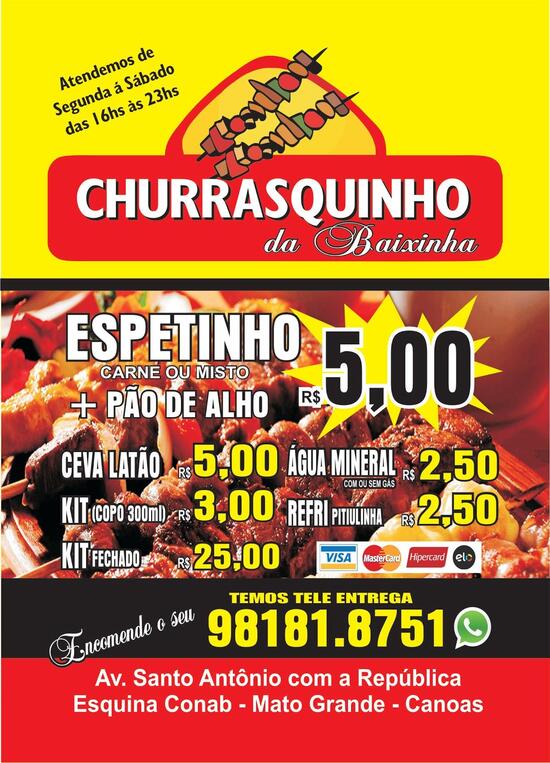 Menu At Churrasquinho Da Baixinha Restaurant Canoas