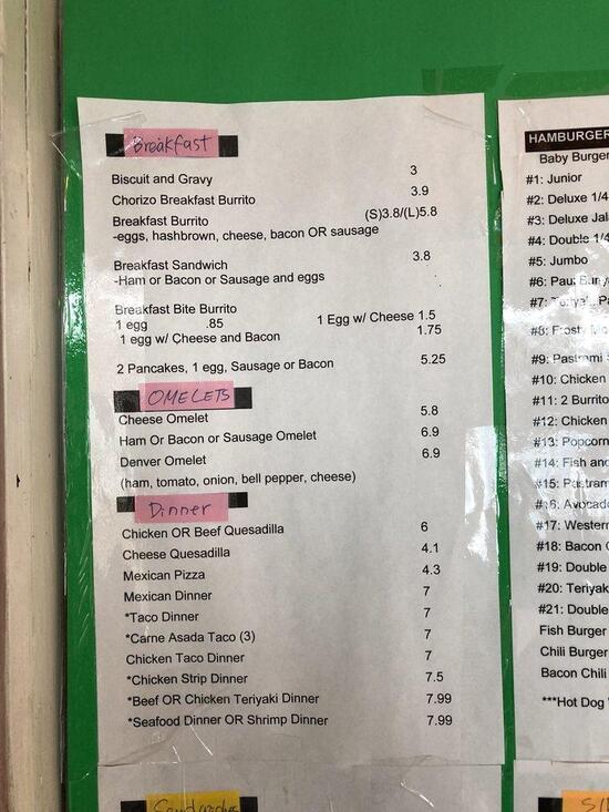 Menu at Frosty Freeze restaurant, Taft, 708 6th St