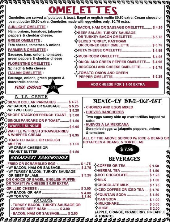 Sunlight Restaurant in South Saint Paul - Restaurant menu and reviews