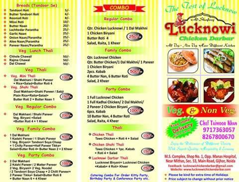 Menu At Lucknowi Chicken Darbar Noida Mx Complex Shop No Opposite Manas Hospital Near