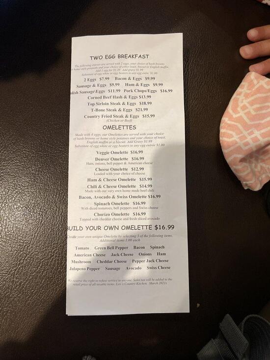 Menu at Leo's Country Kitchen restaurant, Fontana, Sierra Ave. 1A