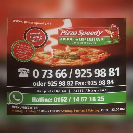 Speisekarte Von Pizza Speedy Abtsgm Nd Abtsgm Nd