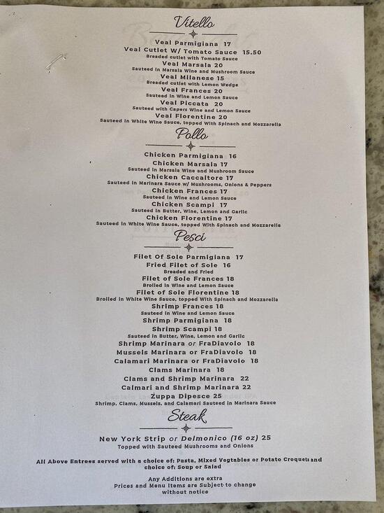 Menu at Brothers Bruno Ristorante pizzeria, Callicoon