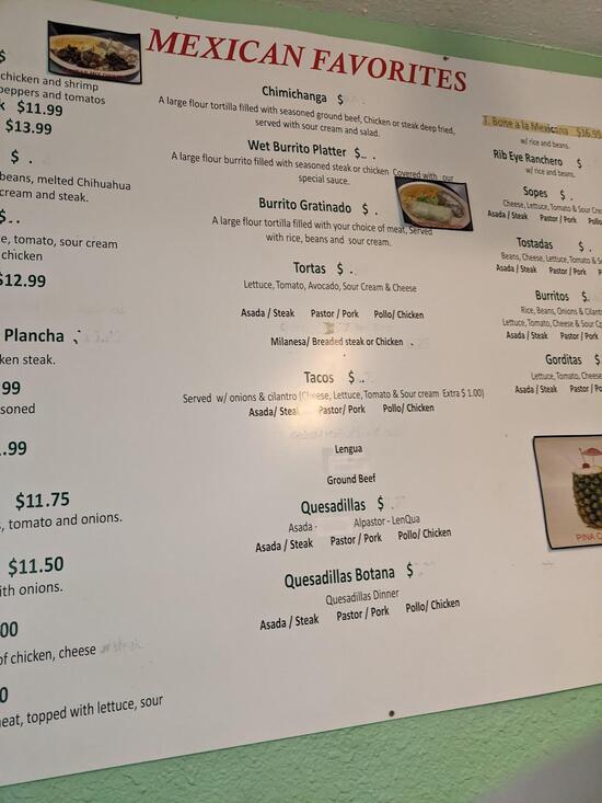 Menu at El Nopal Mexican Food LLC restaurant, Goshen