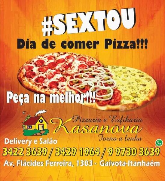 Menu at Pizzaria e Esfiharia Kasanova Gaivota, Itanhaém