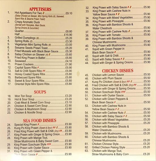 Menu at Golden Moon Chinese Takeaway fast food, Whitstable