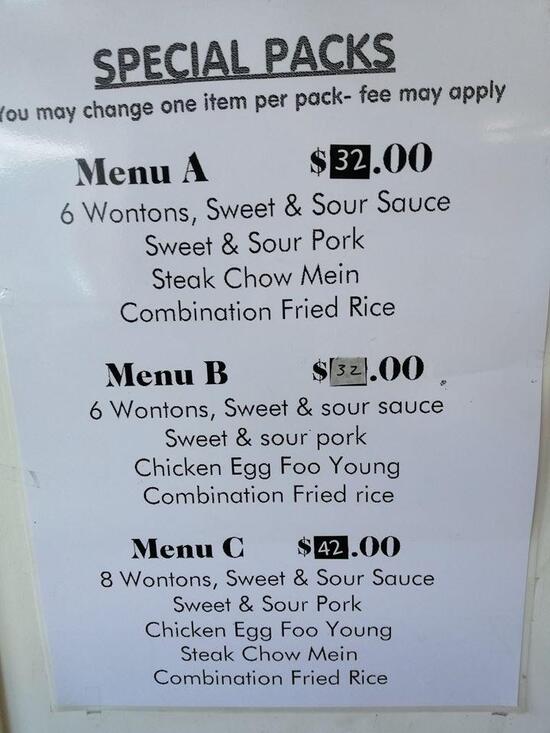 Menu at Ocean Star Takeaways restaurant, Lower Hutt