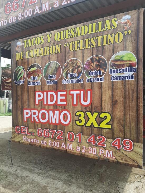 Menu at Tacos y Quesadillas de Camarón "Celestino" restaurant, Culiacán