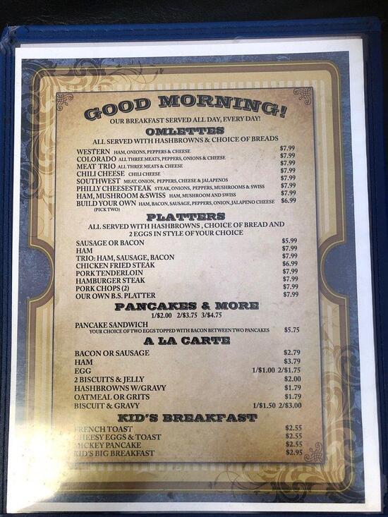Menu at Double D Cafe, Joplin